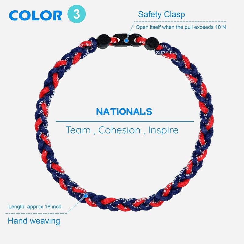 SUPBOMM 3 pcs Baseball Rope Necklaces, League Team Colors Braided Necklace, Baseball Team Gifts - Image 4